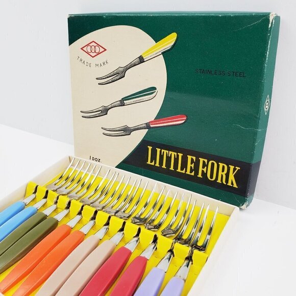 German Cocktail Little Forks Vintage Rostfrei Stainless Steel No. 866 Set 12 MCM - Picture 11 of 12
